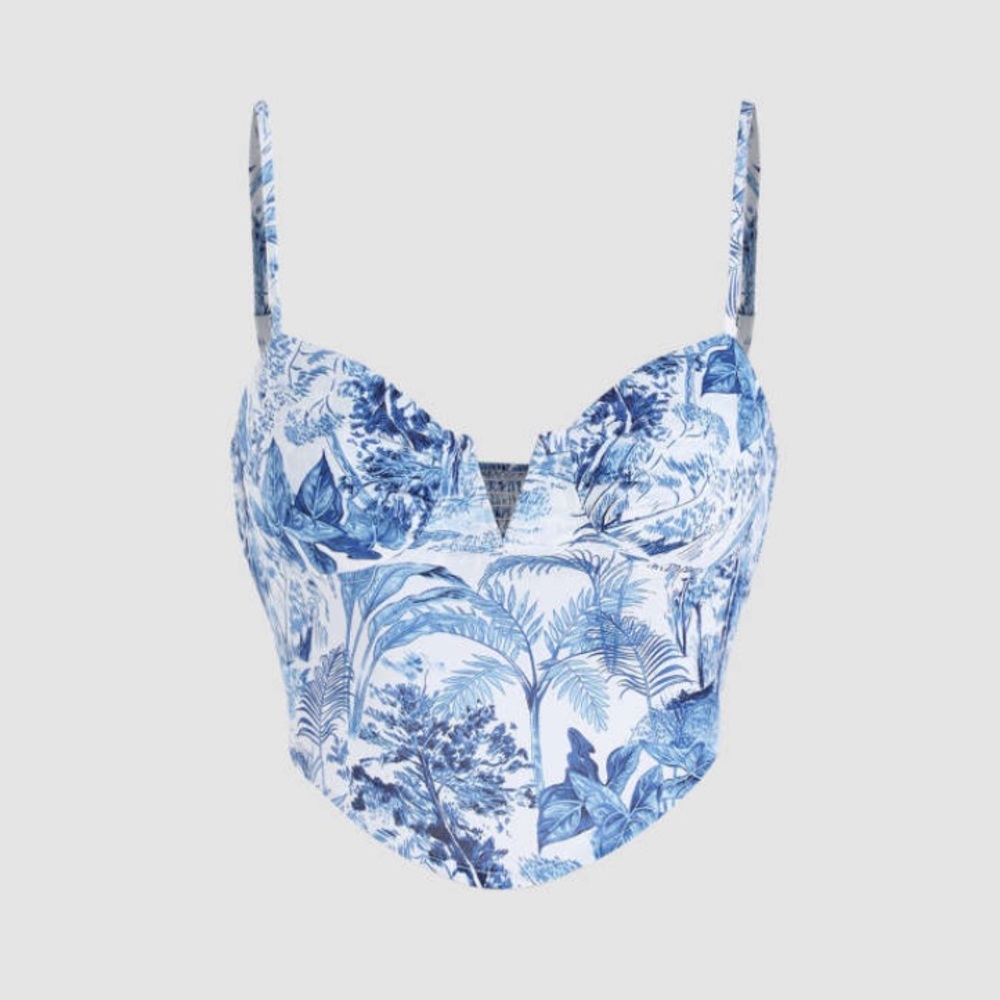 NWT Landscape Painting Shirred Cami Top